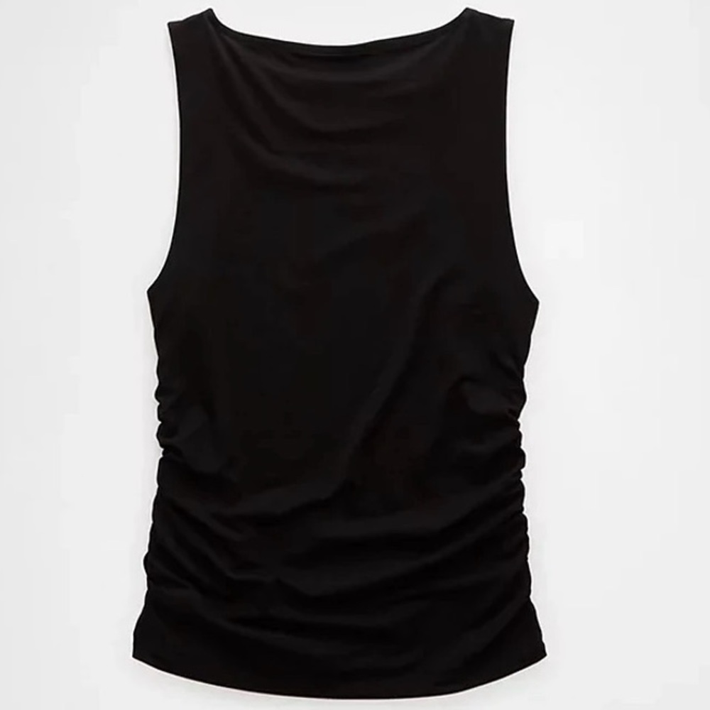 NWOT American Eagle Ruched Boat Neck Sleeveless Tank Top in Black size small - Picture 5 of 8